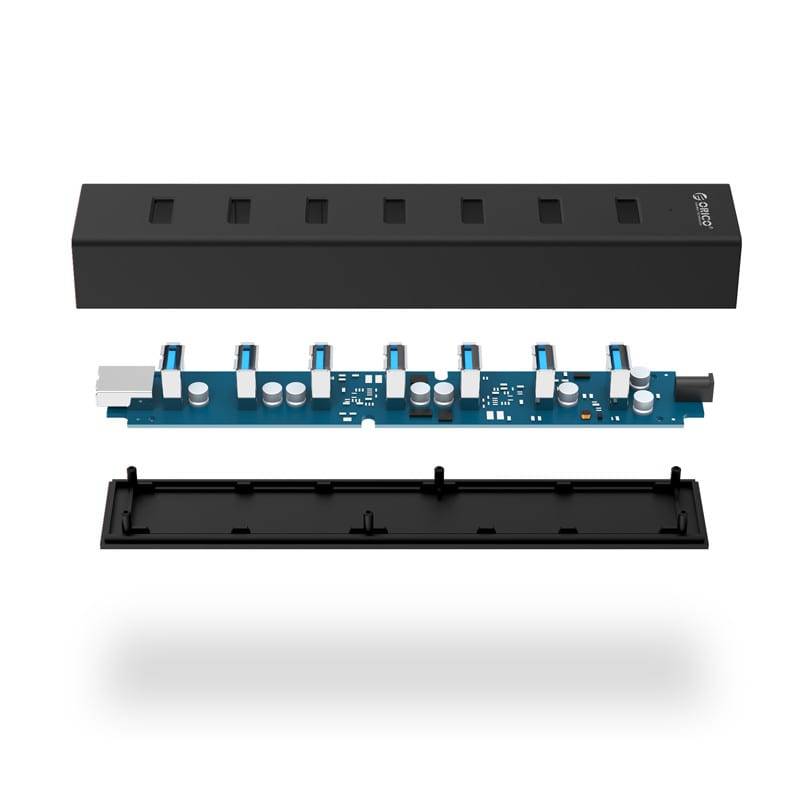 Orico 7 Port USB3.0 Aluminium Hub - Black