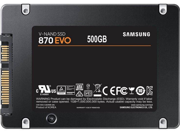 Samsung 870 EVO 500GB 2.5 inch Solid State Drive - SAMSUNG MZ-77E500BW