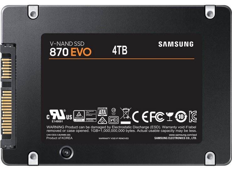 Samsung 870 EVO 4TB 2.5 inch Solid State Drive - SAMSUNG MZ-77E4T0BW