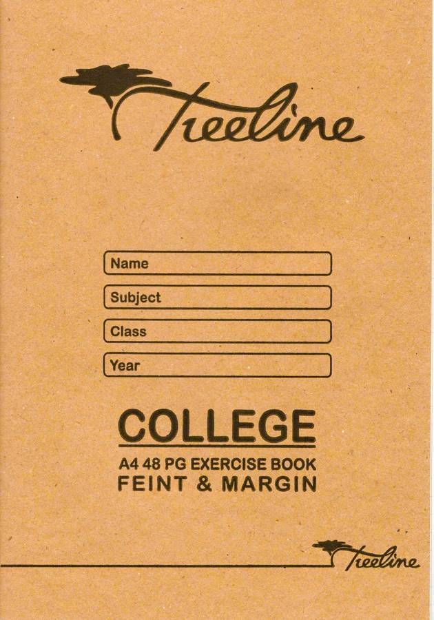 TREELINE A4 48 pg COLLEGE EXERCISE BOOK FEINT AND MARGIN