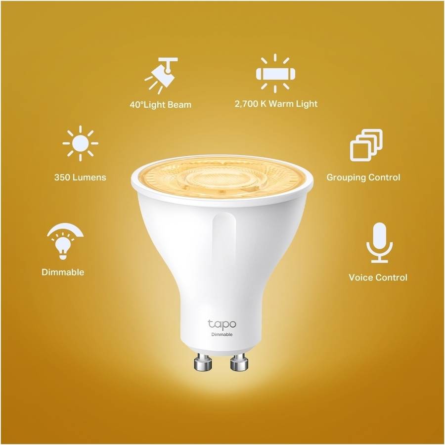TP-Link Tapo 2.9 Smart Wi-Fi Bulb 2.9W Warm White Dimmable GU10