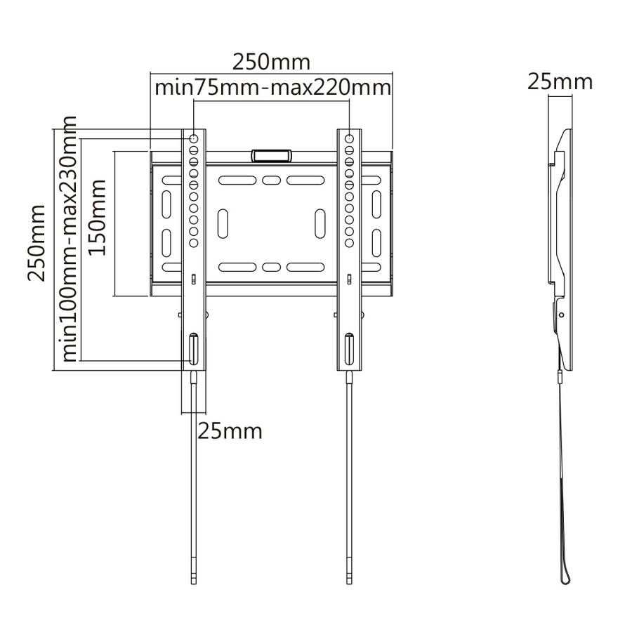 Space TV Slim Flush Wall Mount TV Bracket for 23"- 42" - Samsung LG Hisense