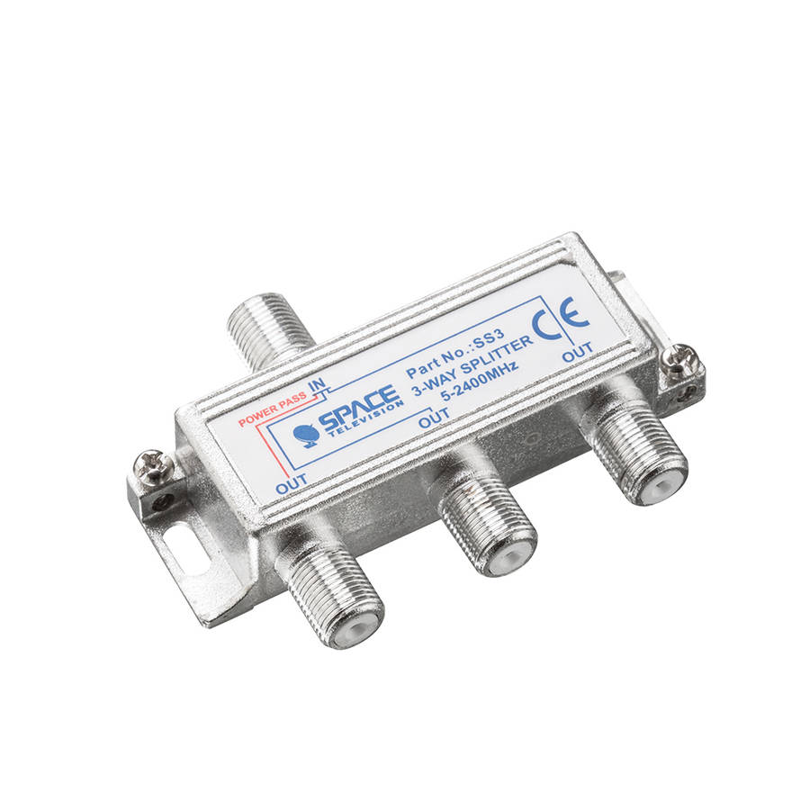 Space TV 3 Way F Type TV Signal Splitter for Satellite or Terrestrial