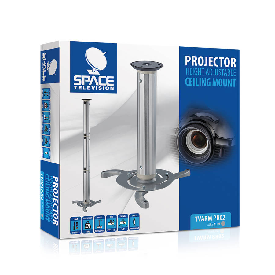 Space TV Universal Extendable Projector Bracket, Ceiling Mount