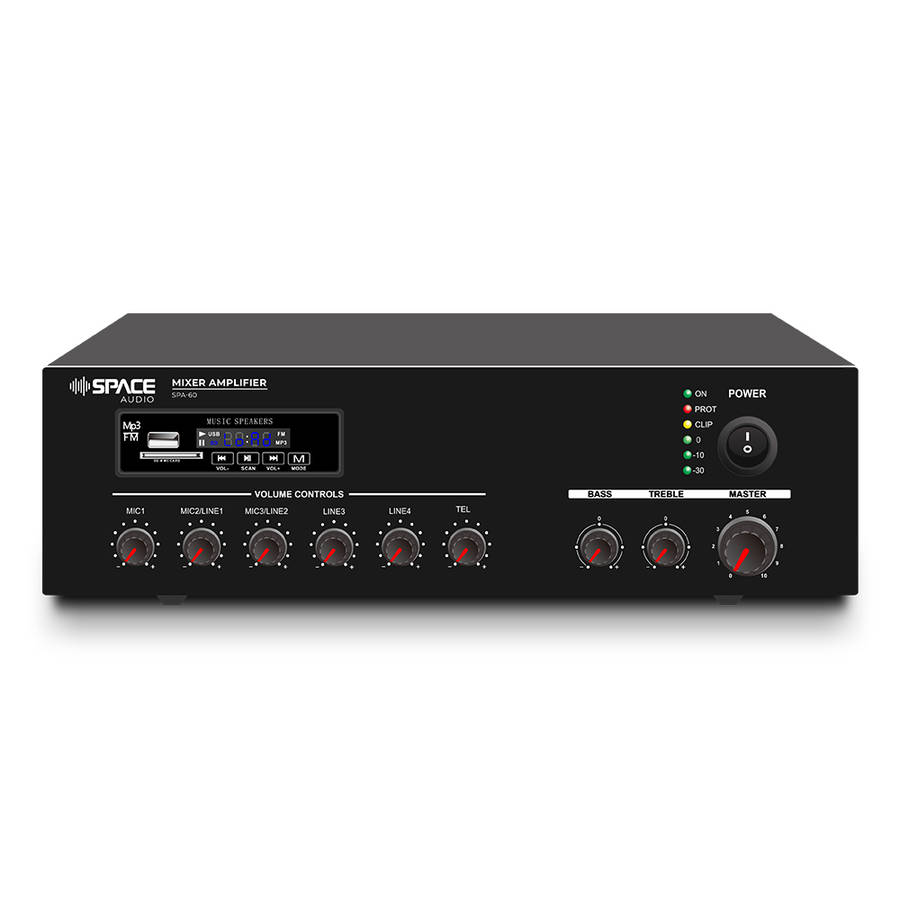 Space TV 60W Audio Mixer Amplifier with MP3/FM Radio/BT Connectivity