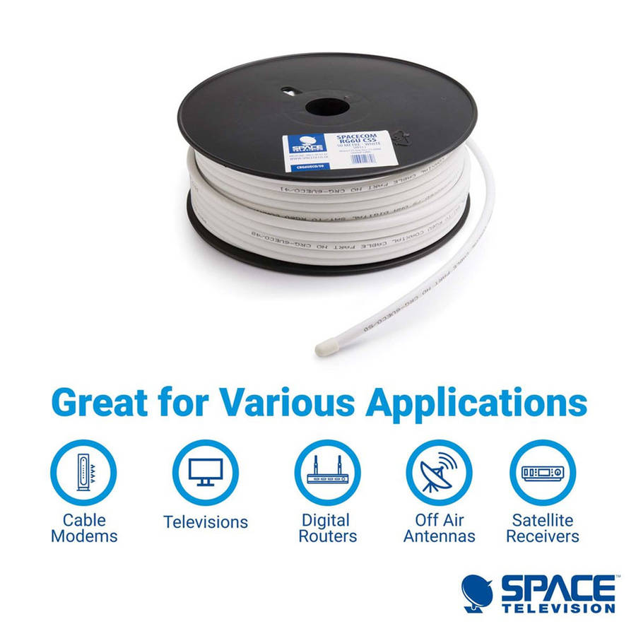 Space TV 50m Low Loss Aerial and DSTV OVHD Satellite RG6 Co-Axial Cable