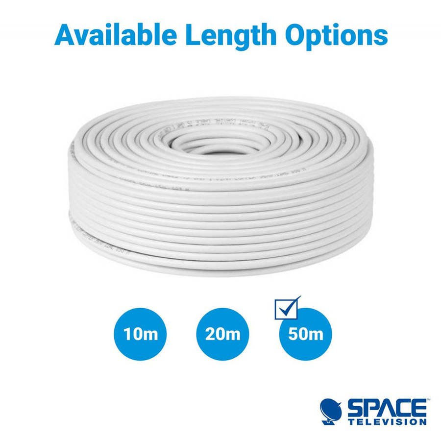 Space TV 50m Low Loss Aerial and DSTV OVHD Satellite RG6 Co-Axial Cable