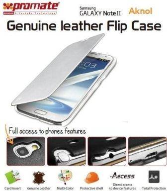 Promate White Aknol Elegant Book Style Leather