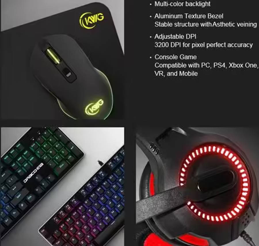 KWG Draco E1A 4 in 1 RGB Multi Colour Backlit