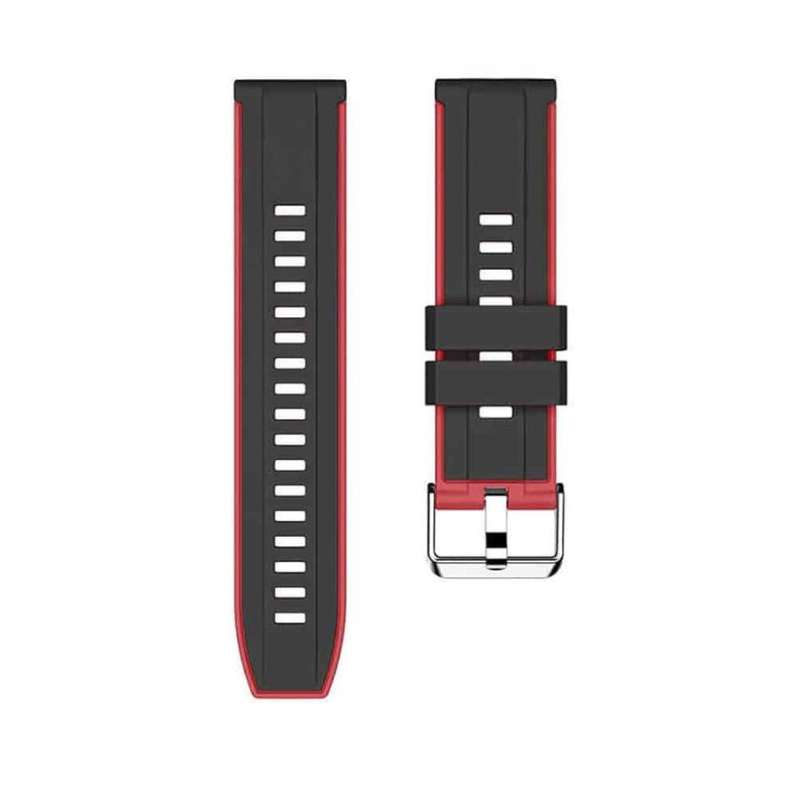 22mm Polar Grit X Replacement Silicone Strap (Adjustable S-M-L)- Black & Red