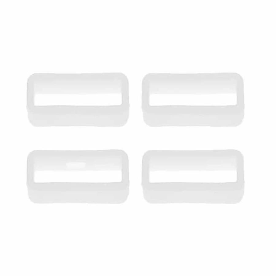 18mm universal watch silicone strap loop keepers - (x4) White