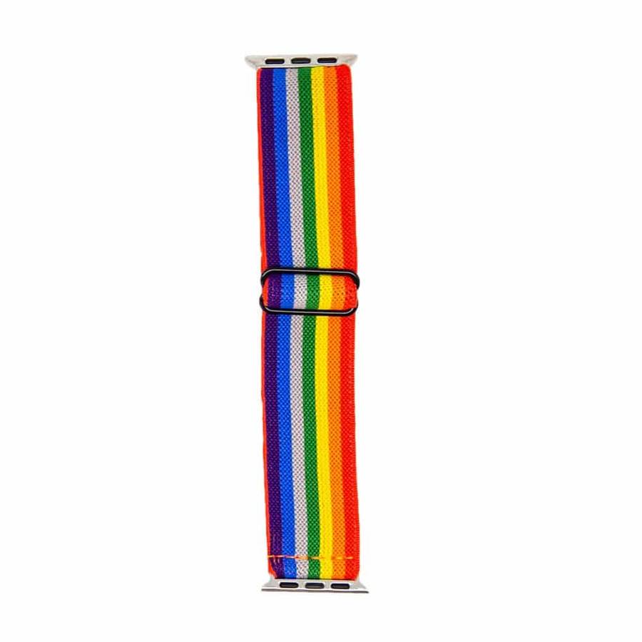 Woven Nylon Strap for 42/44/45/49mm Apple Watch- Rainbow- M/L
