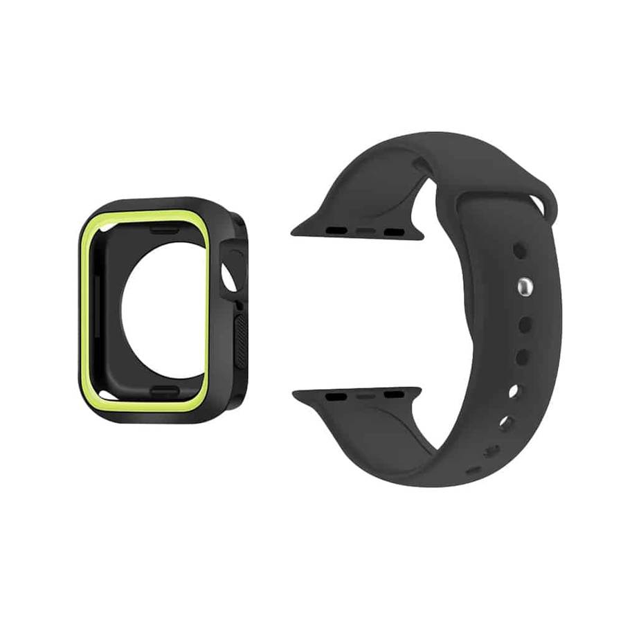 Silicone Strap & Case for 38mm Apple Watch- Black & Yellow