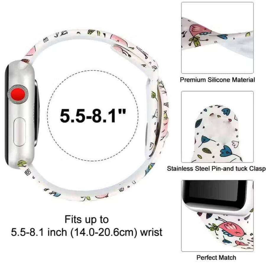 Silicone Strap for 42/44/45/49mm Apple Watch- Tweets- S/M