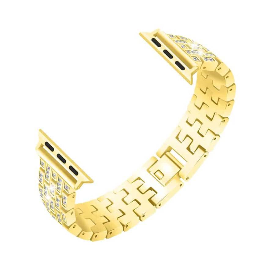 38/40/41mm Apple Watch shiny rhinestone stainless-steel strap - Gold