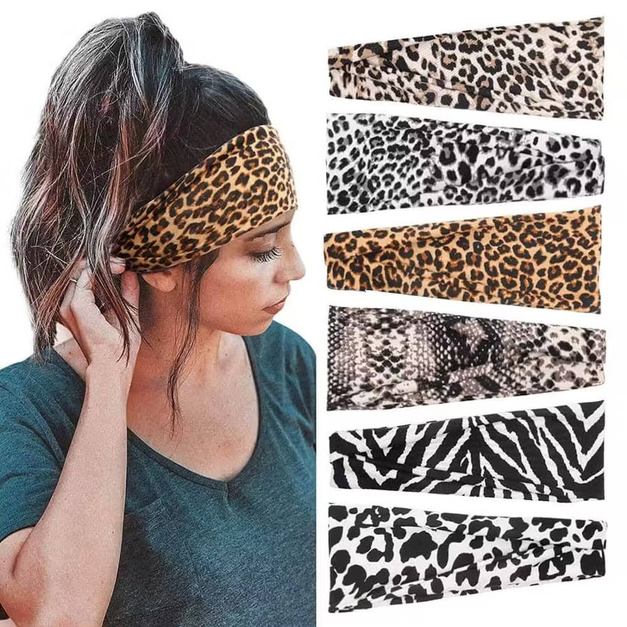 KD Stretchy Animal-Print Multiway Headband for Exercise/Yoga/Running