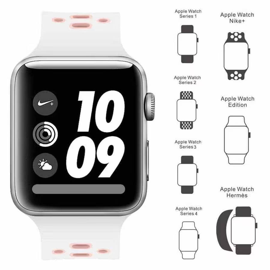 44mm Apple Watch silicone strap (White + R.gold/S-M) + TPU case combo
