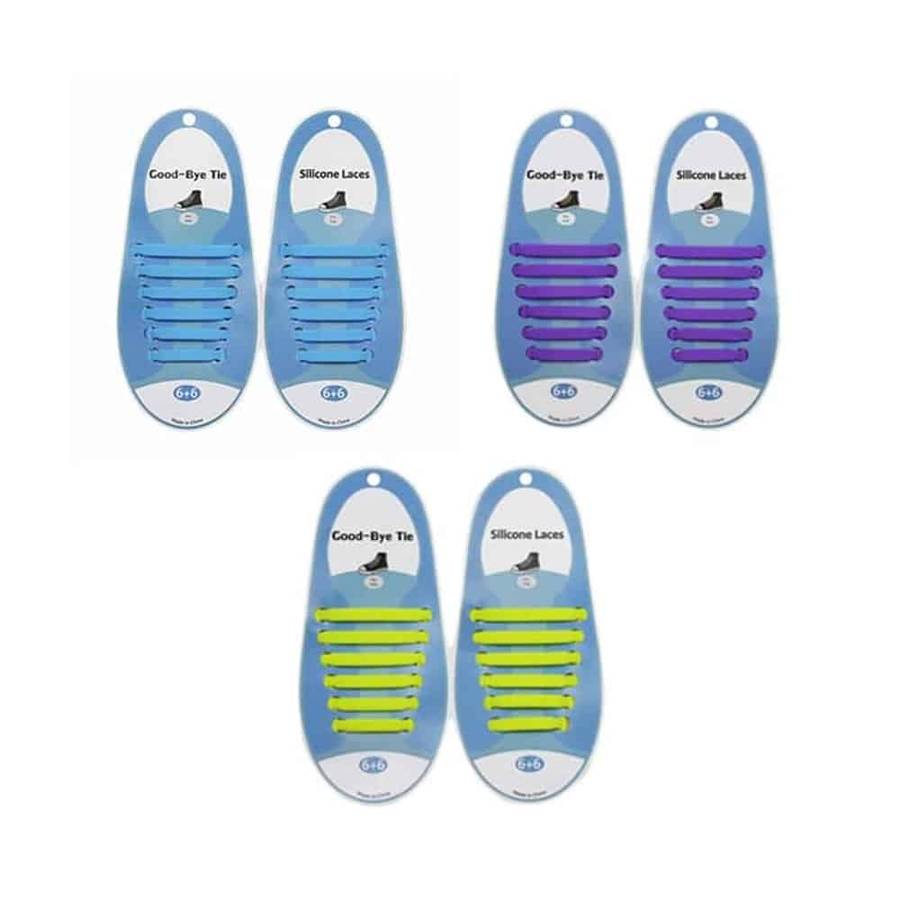 Kids Elastic No Tie Speed Shoelaces- Purple/Blue/Yellow Combo