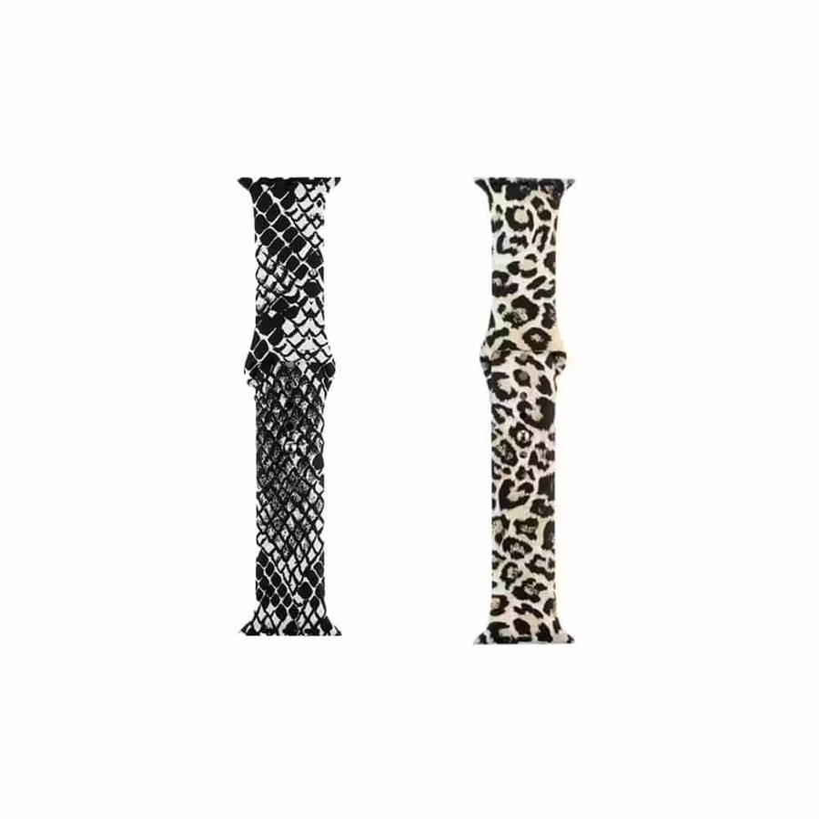 Silicone Strap for 38/40/41mm Apple Watch- Snake Skin & Leopard- S/M 2 Pack