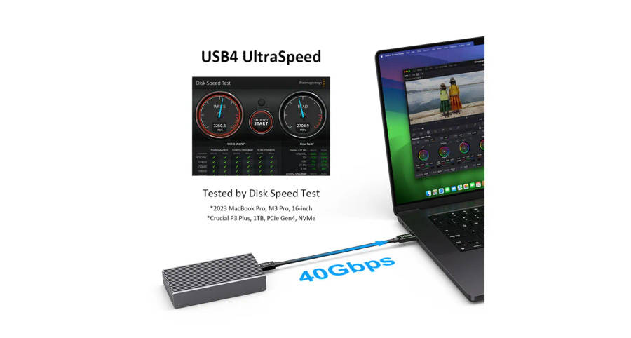 LMP DataFlash USB4 (40G) M.2 NVMe PCIe SSD Enclosure - Space Grey