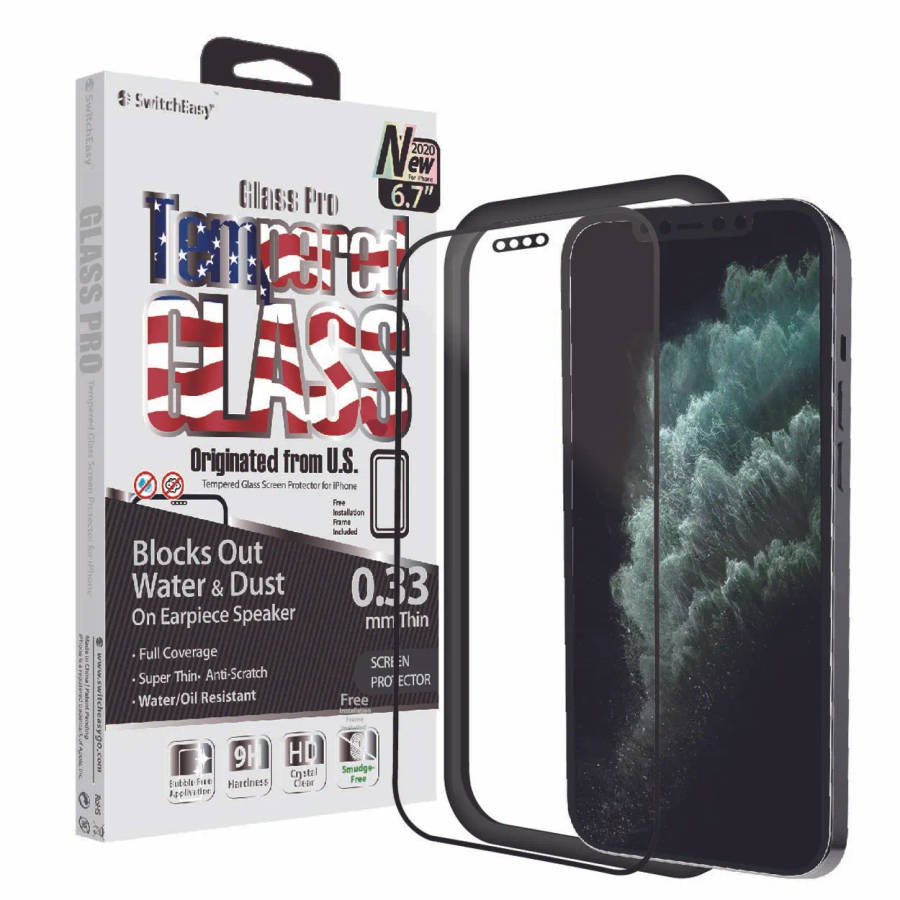 SwitchEasy Glass Pro full coverage glass screen protector for iPhone 12 mini incl installation frame