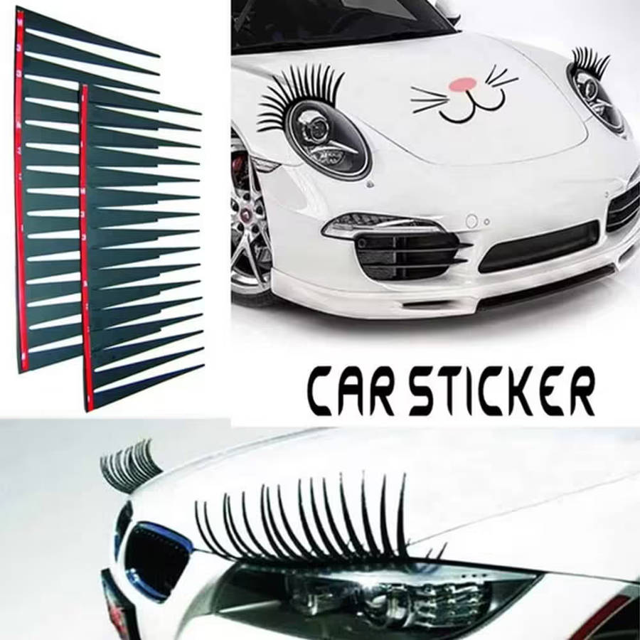 Car Bakkie Headlight Adjustable False Eyelashes Sticker Decor