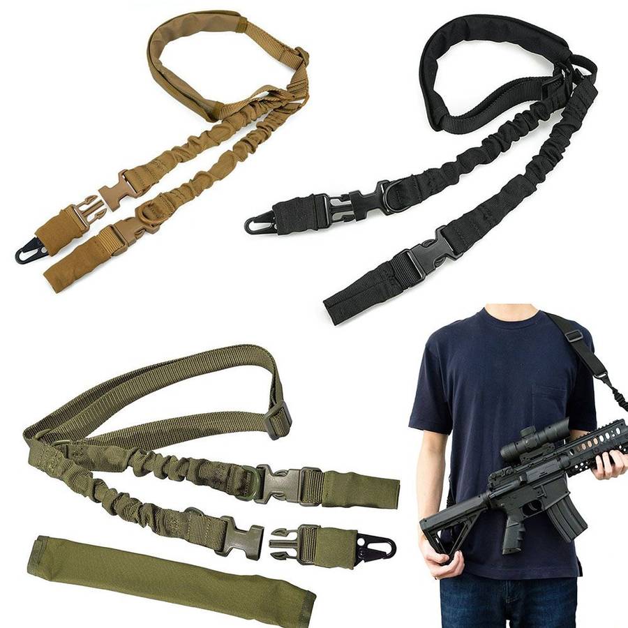 ONE POINT RIFLE SLING TACTICAL GUN SLING SHOULDER BELT STRAP (BLACK)