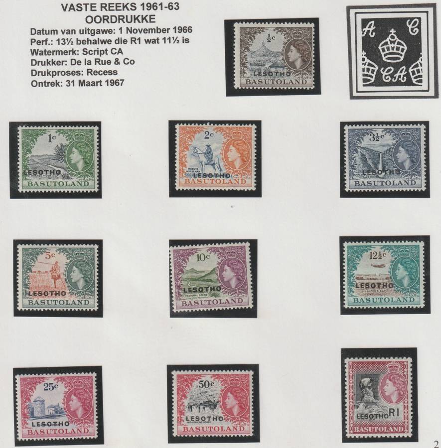 Lesotho 1966 Cat# SG: 110A/20A, **