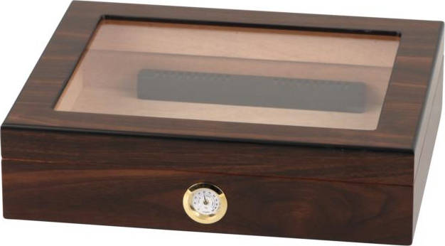 Cigar Humidor - Polished Brown Glass Top 25c (HUM036)