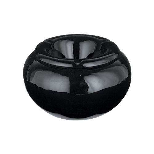 Ceramic Windproof Ashtray, Black Large Round - 40228 (Ash094)