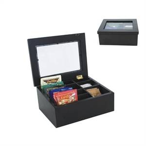 Black wooden tea and sachet chest 7 compartments