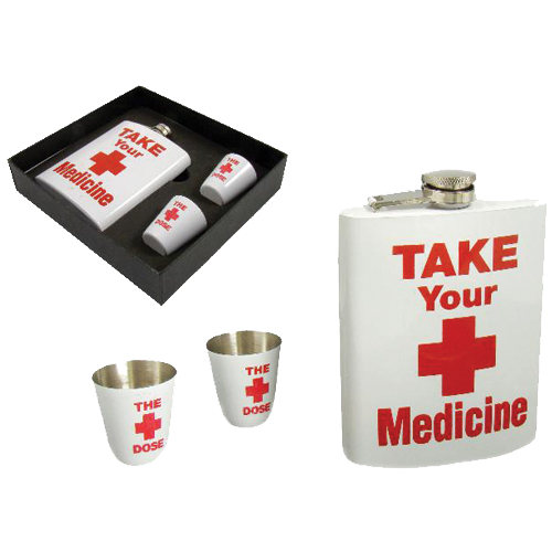 Hip Flask- 8oz cup set - Take your medicine