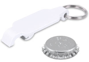 Pop keyring bottle opener - white