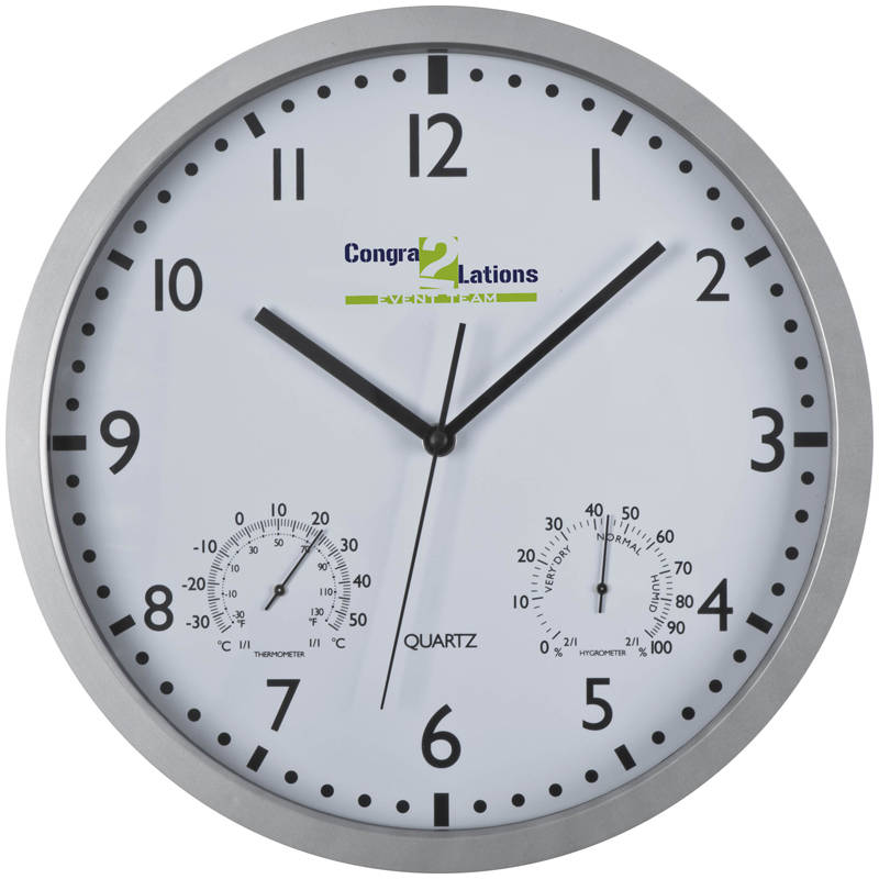Classic wall clock with hygrometer and thermometer (43450)