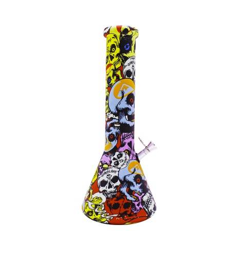 Glass Water Bong - Medium Graffiti Prints Beaker 20cm (Bong069)