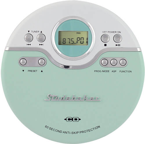 Studebaker Joggable Personal CD Player - mint green (SB3703MW)