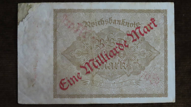 Germany - 1 Billion Mark, 1923, p-113a ,  Overprint on 1000 Mark