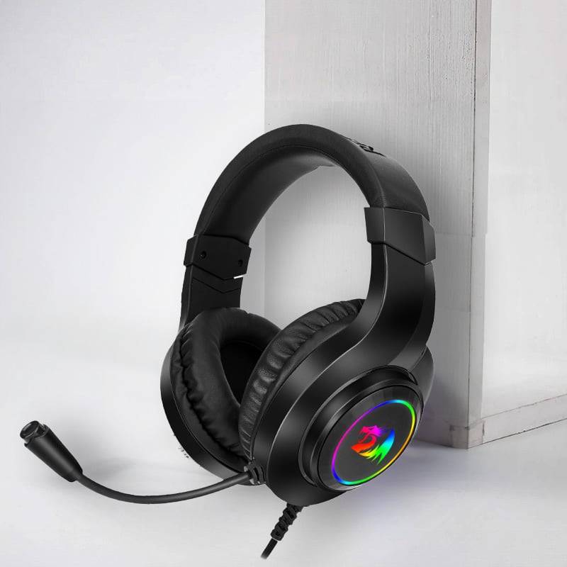 REDRAGON Over-Ear HYLAS Aux (Mic and Headset)|USB (Power Only)RGB Gaming Headset - Black