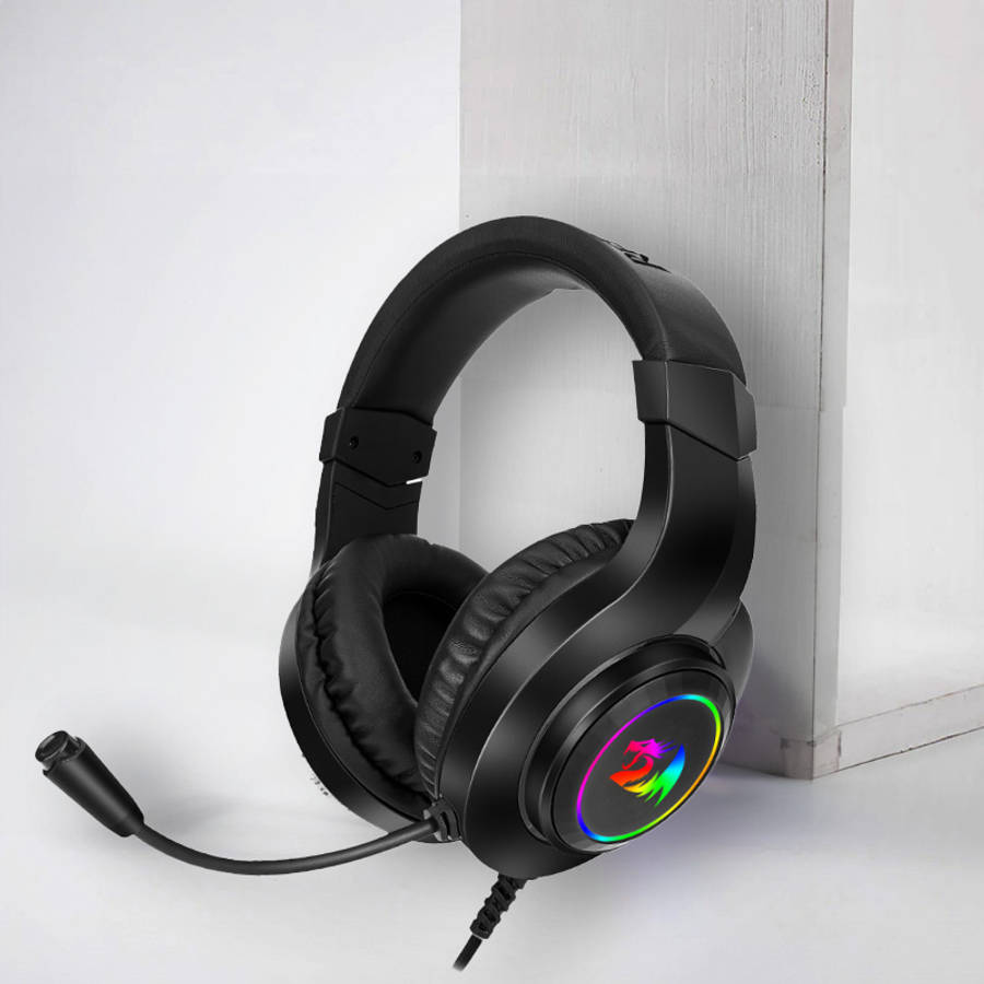 REDRAGON Over-Ear HYLAS Aux (Mic and Headset)|USB (Power Only)RGB Gaming Headset - Black