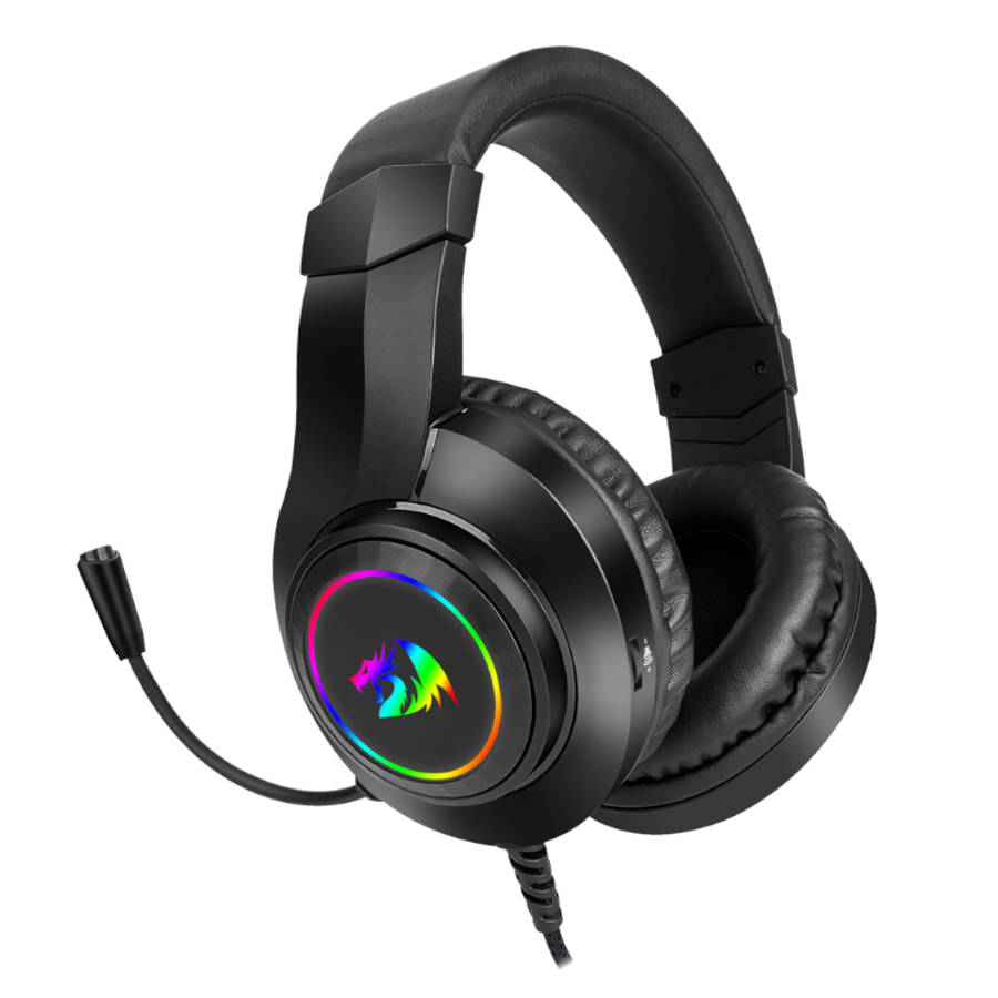 REDRAGON Over-Ear HYLAS Aux (Mic and Headset)|USB (Power Only)RGB Gaming Headset - Black