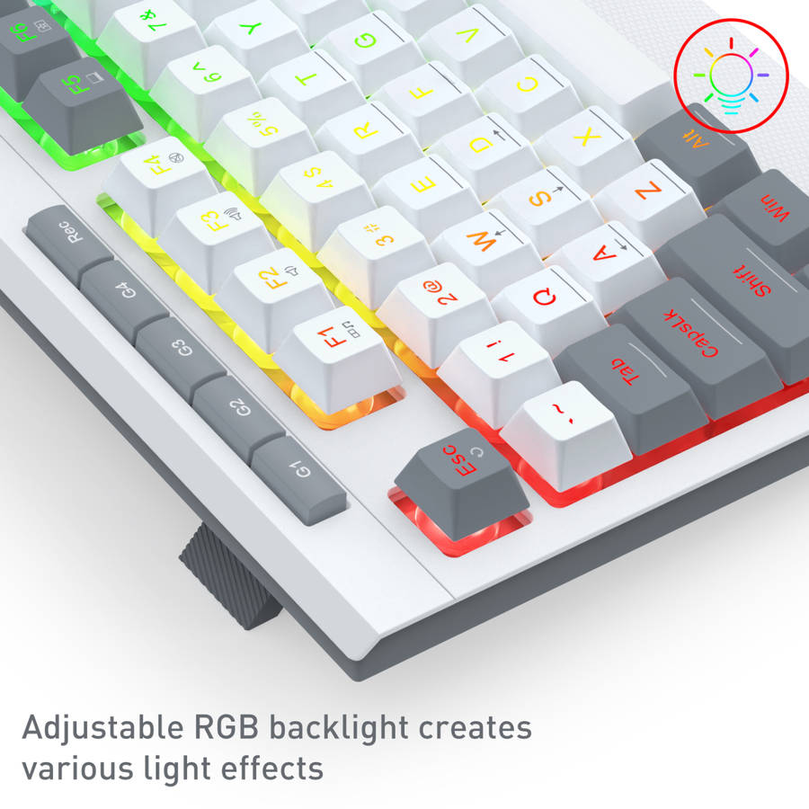 Redragon S151 Wired RGB Gaming Keyboard and Mouse Combo - White and Grey
