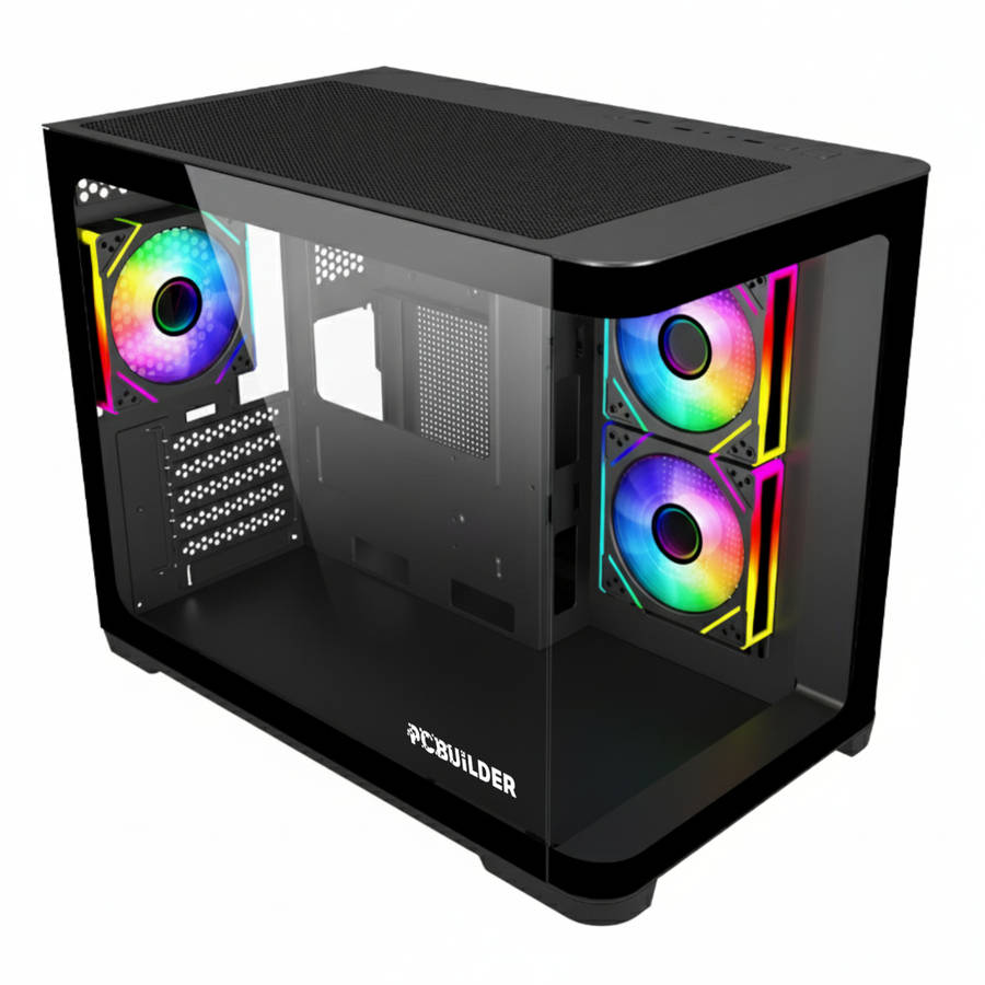 PCBuilder HIDEOUT Micro-ATX Back-Connect Gaming Chassis