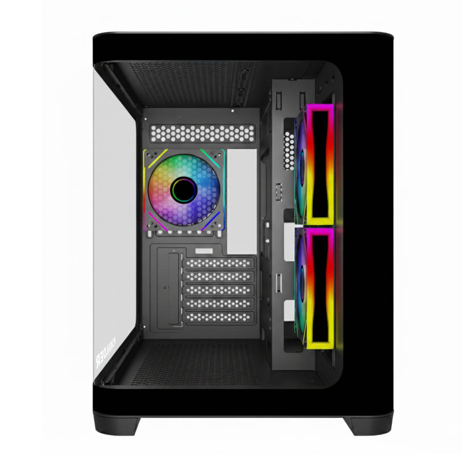 PCBuilder HIDEOUT Micro-ATX Back-Connect Gaming Chassis