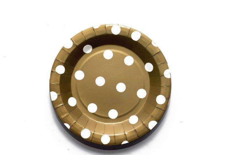Gold Polka Dot Paper Plate (23 cm)