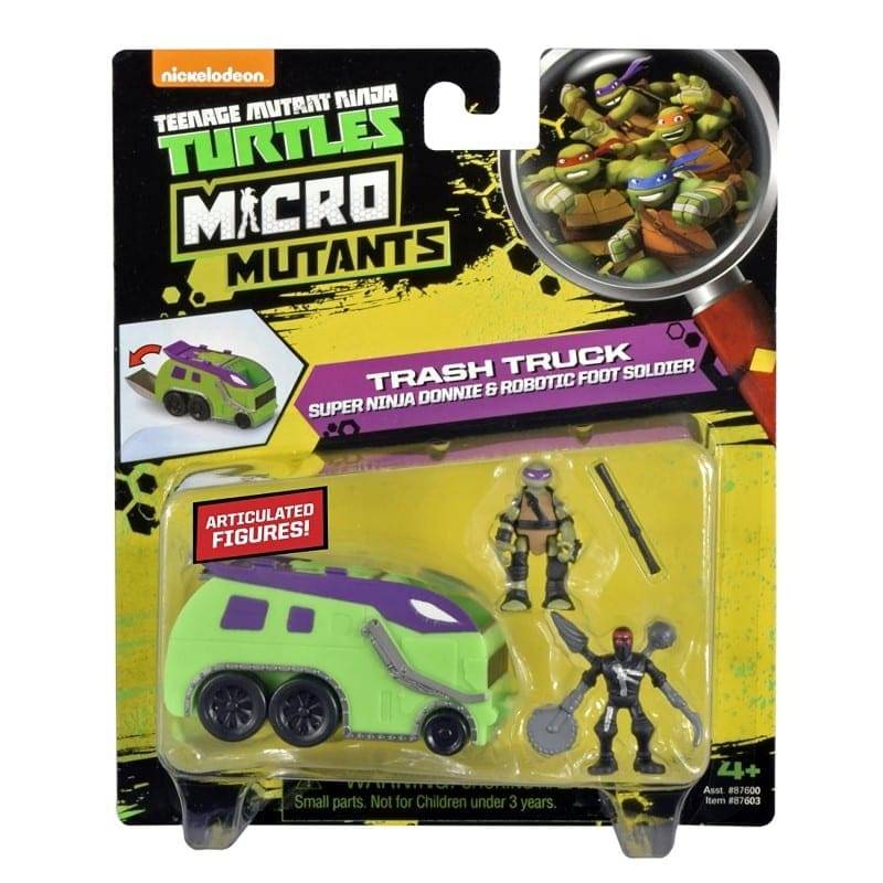 Teenage Mutant Ninja Turtles Micro Mutant Trash Truck Super Ninja Donnie &amp; Robotic Foot Soldier