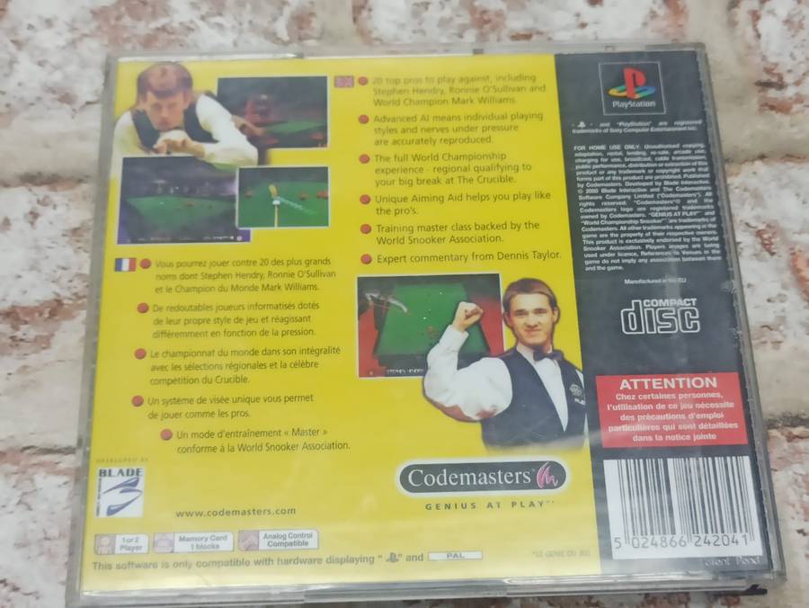 World Championship Snooker : PS1 PAL (Pre-owned)