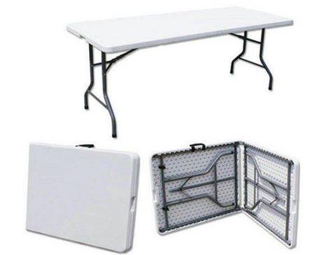 UniQue 1.8m Folding Rectangle Plastic Table - Lightweight, Sturdy steel frame, Compact fold, Handle