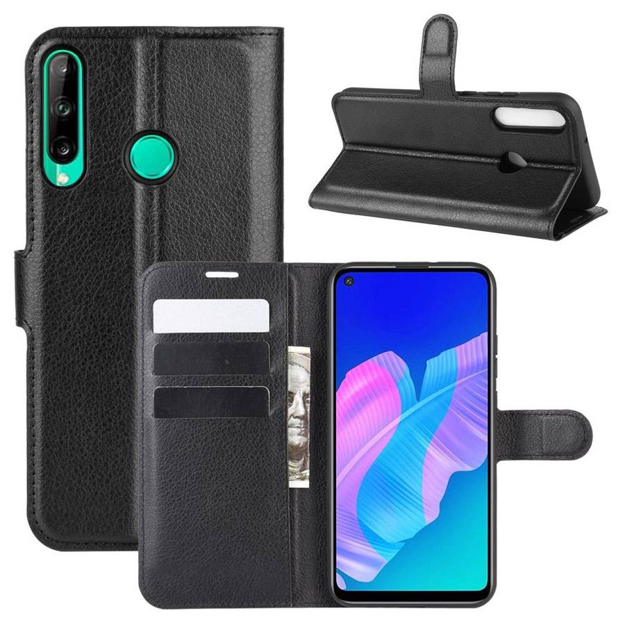 TUFF-LUV Essentials Leather Bookstyle Case / Stand Wallet Huawei P40 Lite E and Huawei Y7P - Black