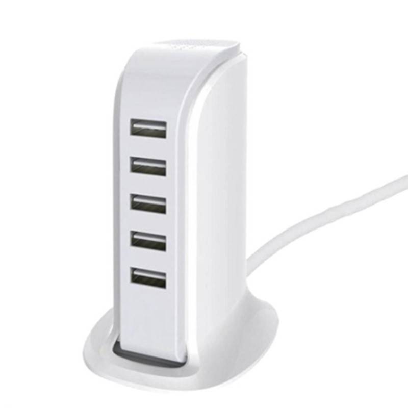 5 Port Universal USB Multi Charger 4A USB Hub (20W) - White - 209g