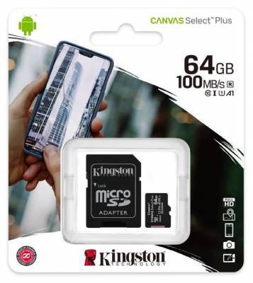 Kingston Canvas Select Plus 64GB miCroSDXC Memory Card - Kingston
